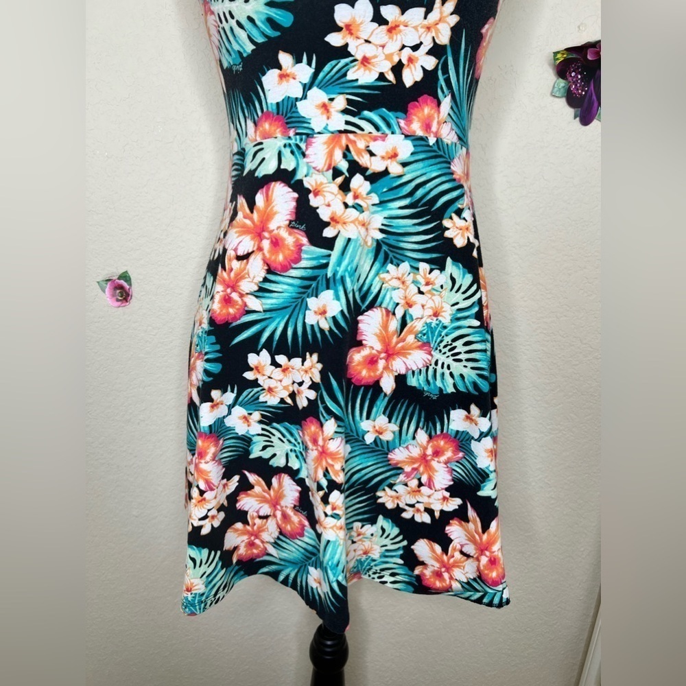 PINK Victorias Secret Tropical Print Cut Out Back Dress Size Small - Picture 4 of 14